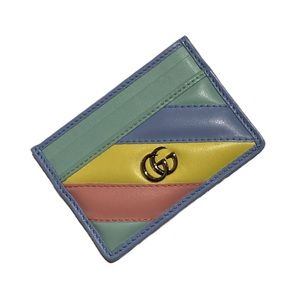 Gucci Marmont Double G Logo Card Case Wallet Pastel Multi